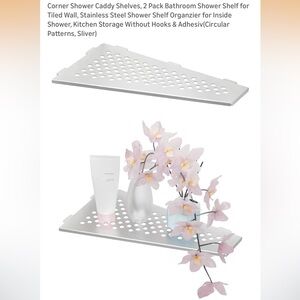 Silver Corner Shower Caddy Shelves 12” silver